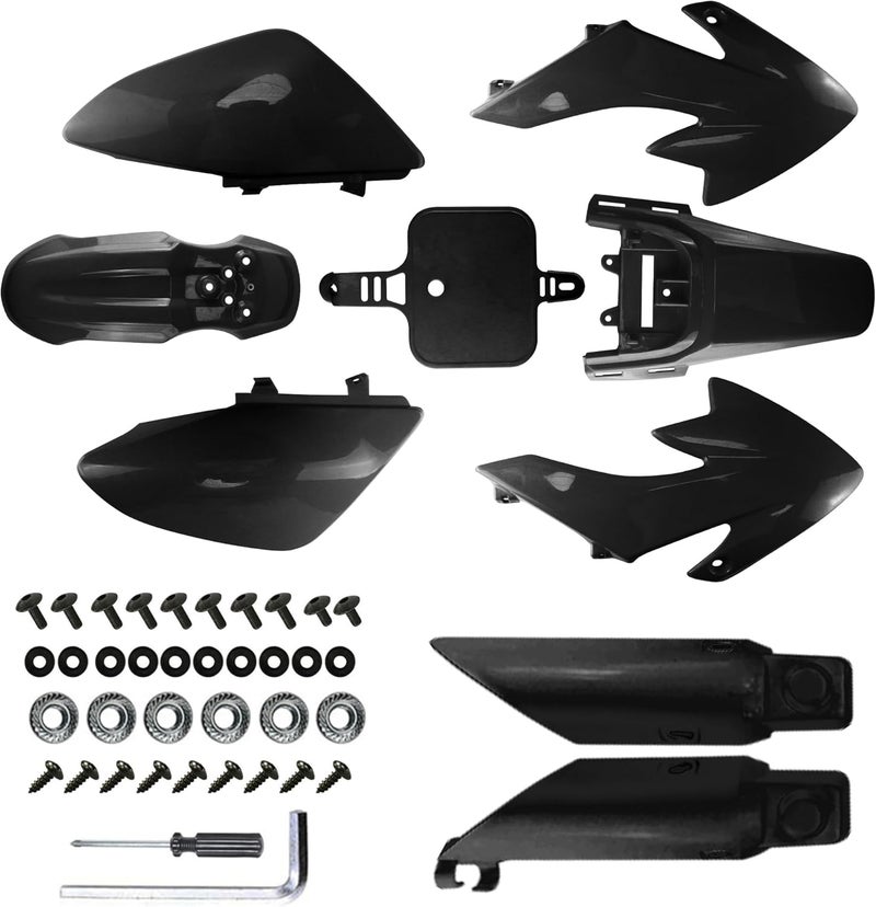 PRO BAT 7 PCs CRF50 Plastic Fender Kit with Fork Suspension Guard Cover XR50 Fairing Fender Kit Complete Fender Fairing Body Work Kit Fit for CRF 50 XR 50 SDG SSR 107 110 125 Pit Dirt Bike - Image 1